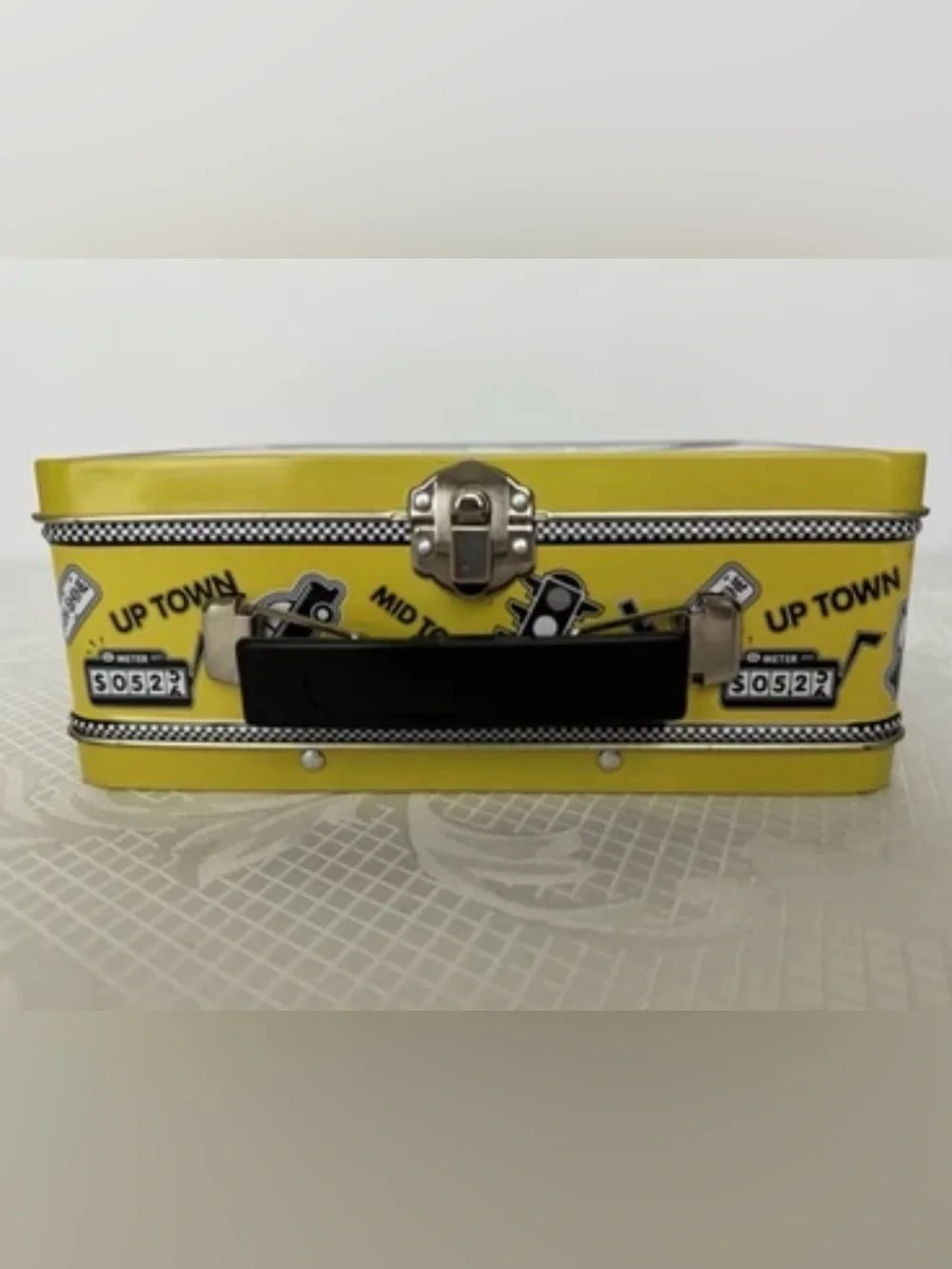 Vintage 1980s Taxi Tv Show Cast Metal  Lunchbox - Retro Yellow Tin